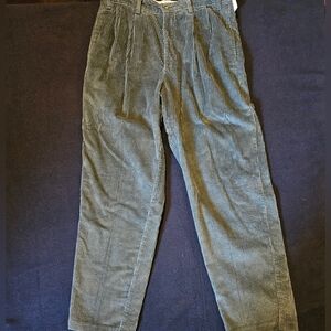 Bill Blass Men Vintage 32x30 Green 2 Pleat Corduroy Pants Black Label